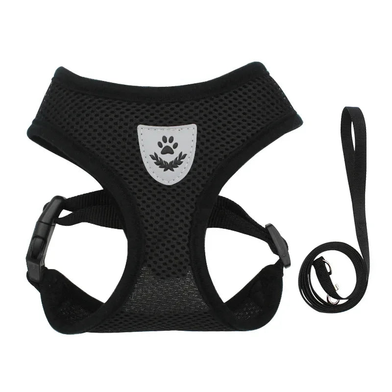 Summer Breathable Pet Harness & Leash Set – Adjustable, Reflective Vest for Small Dogs