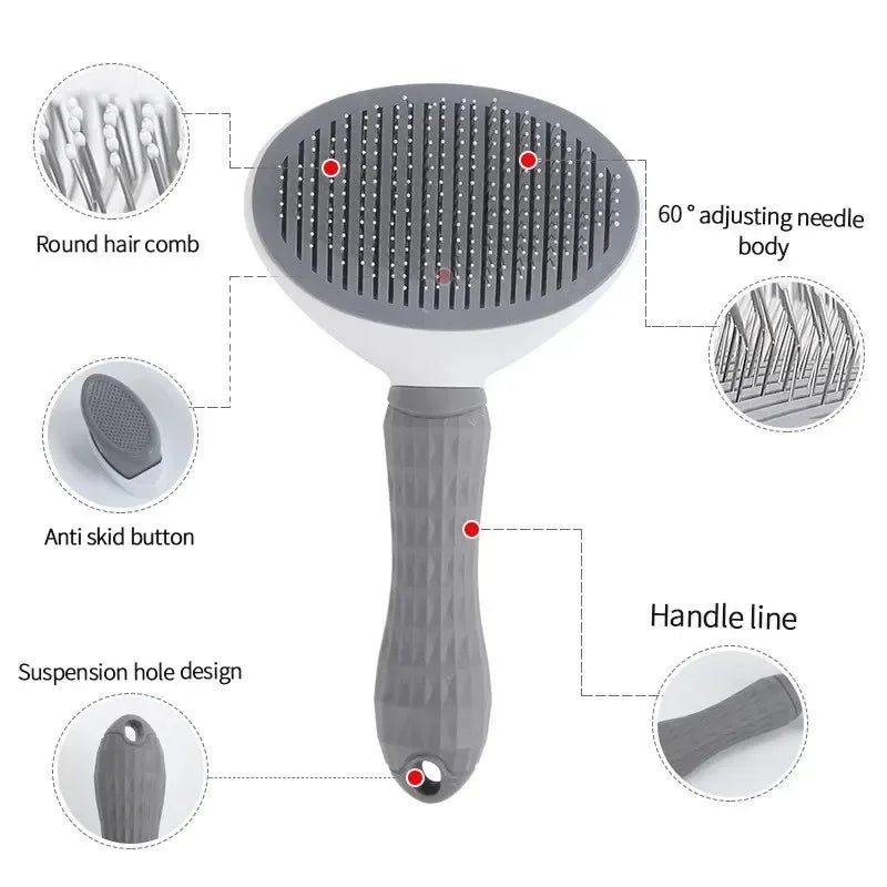 Self-Cleaning Pet Brush – Grooming Comb & Hair Remover for Dogs