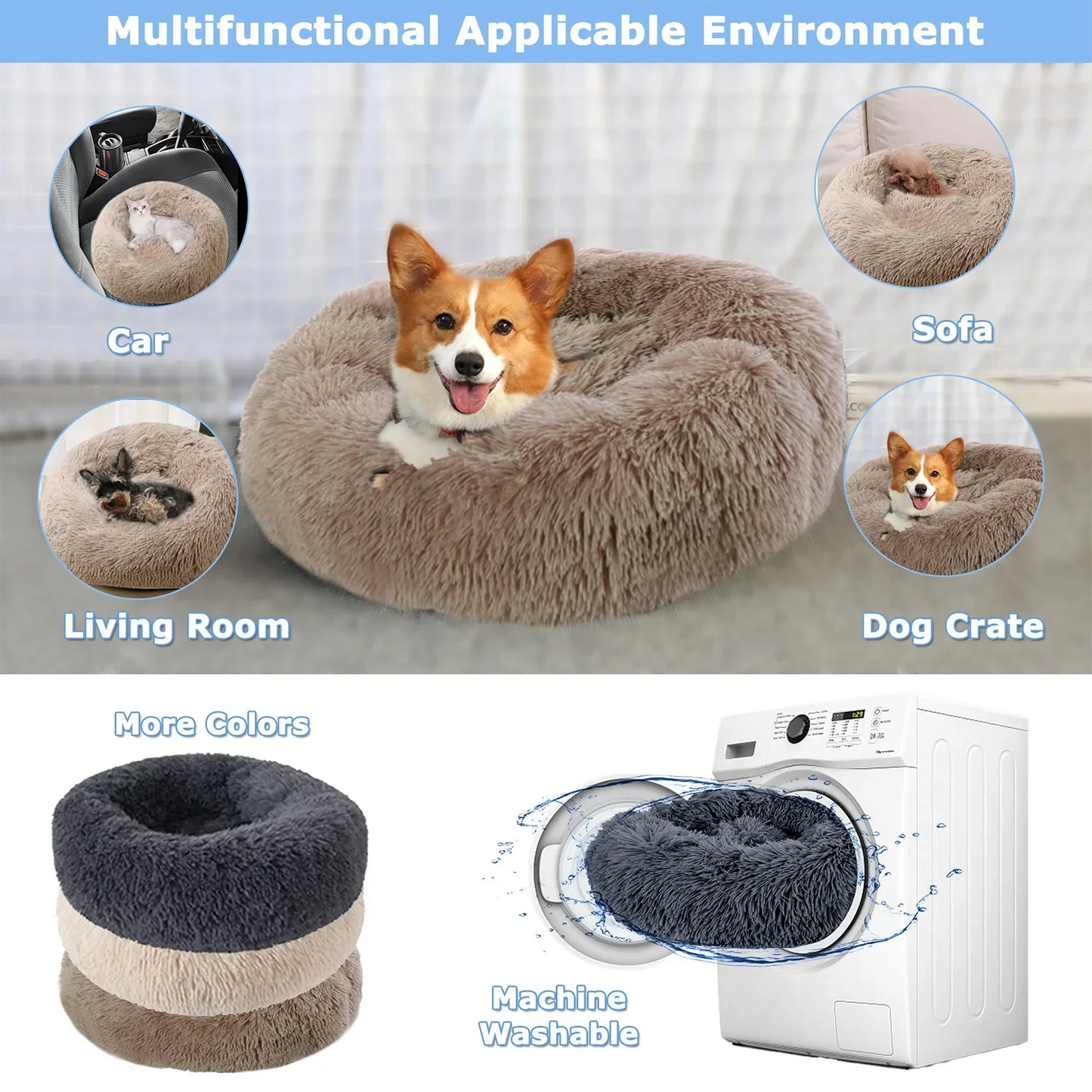 Ultra Soft & Washable Pet Bed for Cats & Dogs