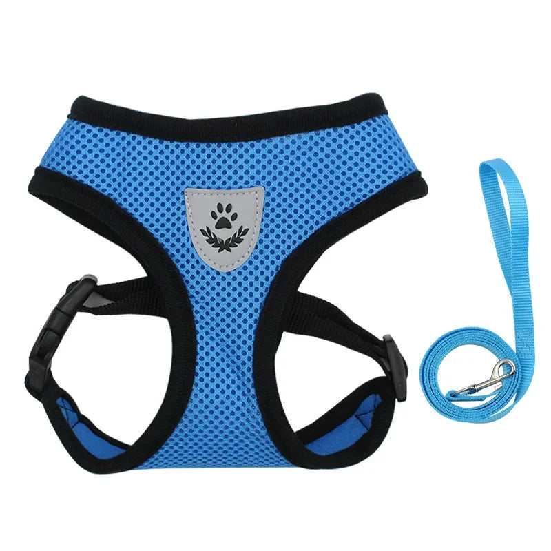 Summer Breathable Pet Harness & Leash Set – Adjustable, Reflective Vest for Small Dogs